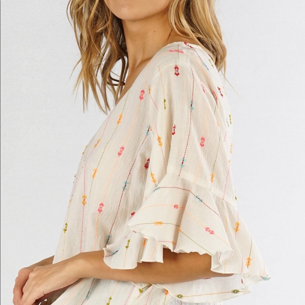 Lovestich ‘Ayla’ Striped Ruffle Sleeve Top - Picture 4 of 8